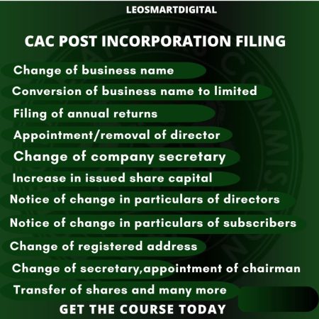 C.A.C POST INCORPORATION FILING